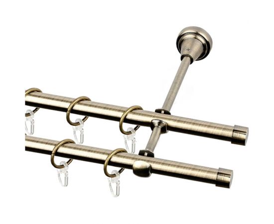 Двухрядный металлический карниз Эскар, наконечник-заглушка, золото антик, D16 мм, 200 см 21648520055 