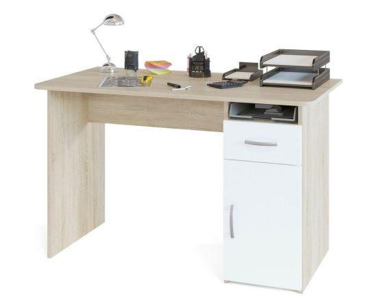 Письменный стол СОКОЛ с тумбой дуб сонома/белый СПм-03.1 СПм031С5б6 