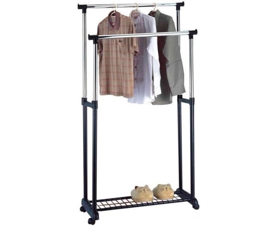 Напольная вешалка Рыжий кот GR-03A 2 перекладины, с сеткой внизу, 75х42х90-160 см 311411 