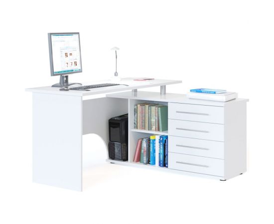 Компьютерный стол СОКОЛ правый белый КСТ-109П КСТ109ПБ6 
