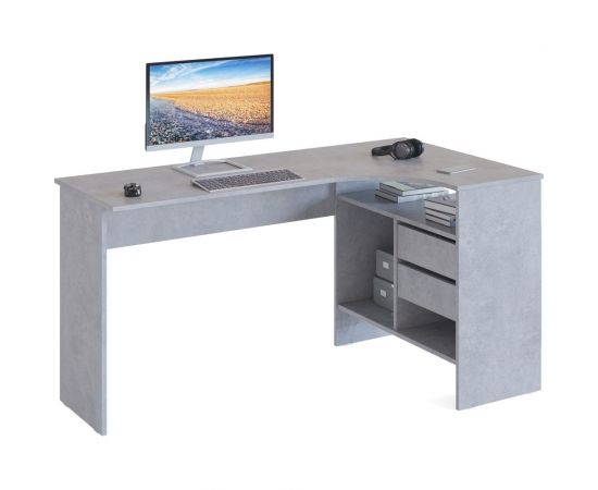 Письменный стол СОКОЛ СПм-25 правый, бетон 00-00011531 