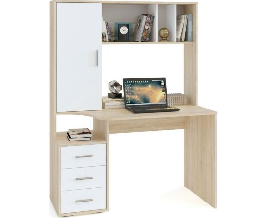 Компьютерный стол СОКОЛ дуб сонома/белый КСТ-16 КСТ16С5б6 