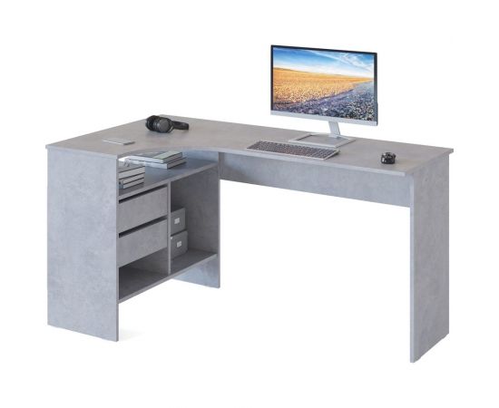 Письменный стол СОКОЛ СПм-25 левый, бетон 00-00011530 