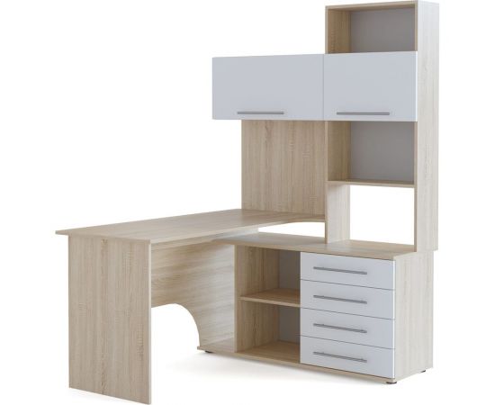 Компьютерный стол СОКОЛ правый дуб сонома/белый КСТ-14П КСТ14ПС5б6 – изображение 2