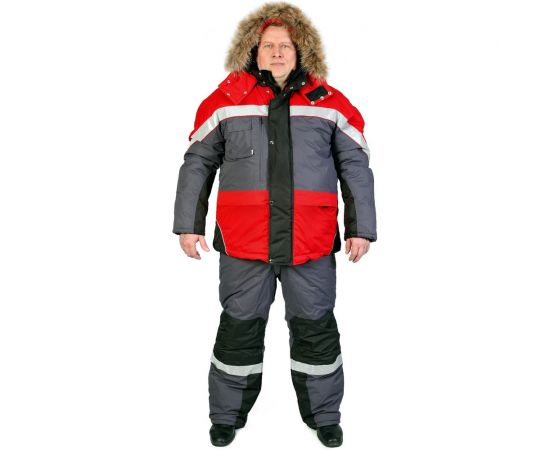 Мужской утепленный костюм АМПАРО Адмирал серый/красный/черный, р. 56-58, рост 182-188 Кос307 112-116/182-188 – изображение 3