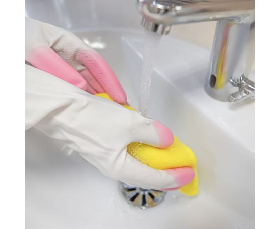 Хозяйственные, виниловые перчатки PATERRA COMFORT&CARE, усиленная зона пальцев, ПВХ, р. L, 402-929 – изображение 3