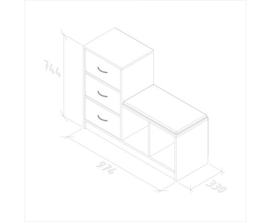 Обувница ФЕЛИКС 97.4x33x74.4 белый ПК-МКП-ГЛШ74Х97Я3/МН-В1-76 – изображение 3