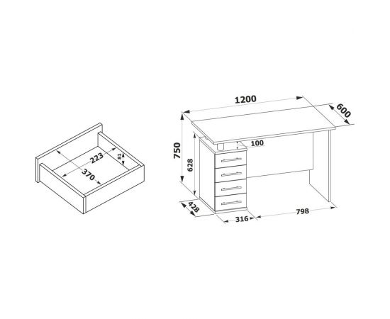 Компьютерный стол СОКОЛ дуб юкон КСТ-106.1 00-00009491 – изображение 4