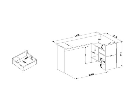 Письменный стол СОКОЛ правый белый СПм-25 00-00010621 – изображение 4