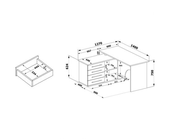 Компьютерный стол СОКОЛ правый дуб делано КСТ-109П 00-00009446 – изображение 4