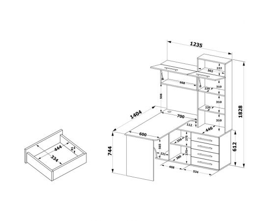 Компьютерный стол СОКОЛ КСТ-14П правый, белый 00-00012231 – изображение 4