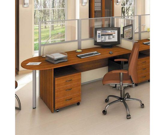 Рабочий офисный стол ФЕЛИКС 140x80x74.5 см миланский орех светлый ПК-ССМ-СТ140x80/Д-В3-35 – изображение 5