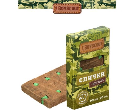 Спички Вулкан BOYSCOUT 60 мм, 10 шт длительного горения 61034 – изображение 5