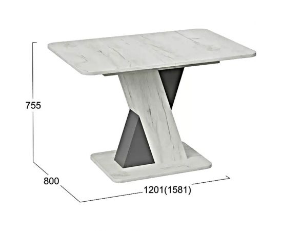 Обеденный раздвижной стол ТриЯ Люксембург тип 3, дуб крафт белый/серый 221390 – изображение 6