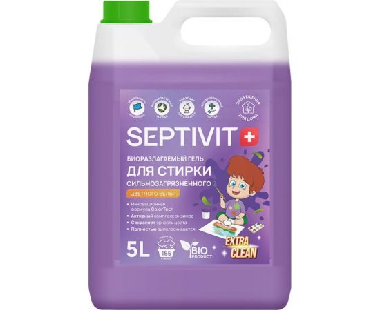 Гель для стирки SEPTIVIT ""Сильнозагрязненные Цветные Вещи"" (Extra Clean), 5л 332_5 