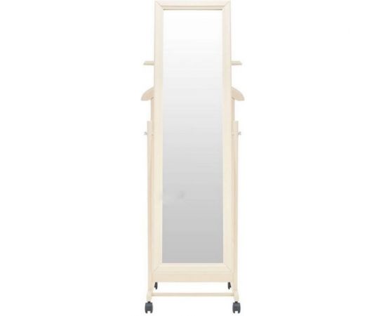 Костюмная вешалка Мебелик В 24Н с зеркалом на колесах слоновая кость 2462 