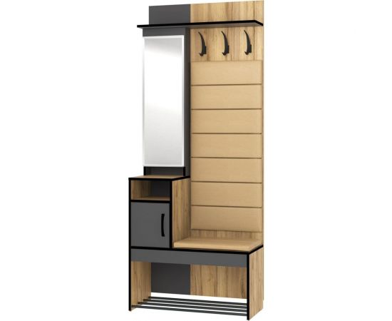 Прихожая Ивару ольга лофт 1 с зеркалом, дуб крафт золотой/темно-серый 100980 