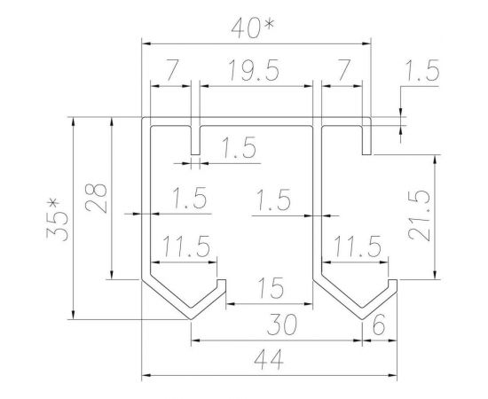 Направляющая для шкафов-купе Левша МС-L60-В верхний, 45 кг, 1200 мм У8-8569 – изображение 2