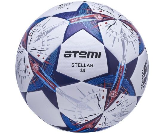 Футбольный мяч ATEMI STELLAR-2.0, PU, белый/синий/оранжевый, р.5 00-00009440 – изображение 2