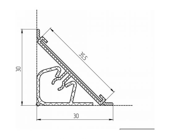 Пластиковый кухонный плинтус под кромку для столешниц ООО ДЕКОПЛИНТ Н-СК 3.05 м 1933 – изображение 2