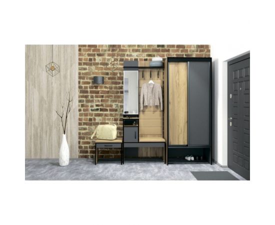 Прихожая Ивару ольга лофт 1 с зеркалом, дуб крафт золотой/темно-серый 100980 – изображение 2