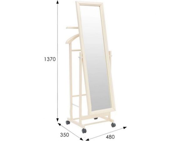 Костюмная вешалка Мебелик В 24Н с зеркалом на колесах слоновая кость 2462 – изображение 5