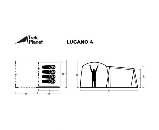 Четырехместная палатка TREK PLANET Lugano 4, зеленый 70226 – изображение 8