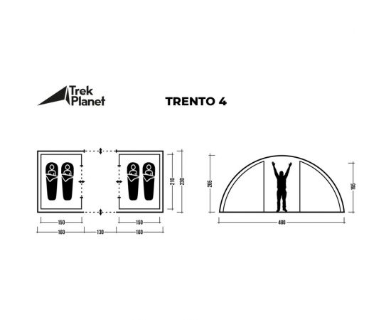 Четырехместная палатка TREK PLANET Trento 4, зеленый 70228 – изображение 9