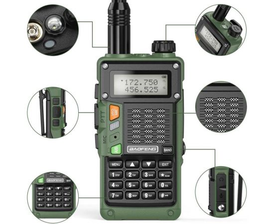 Рация Baofeng UV-S9 PRO 136-174/400-520 МГц, зеленая 00029465 