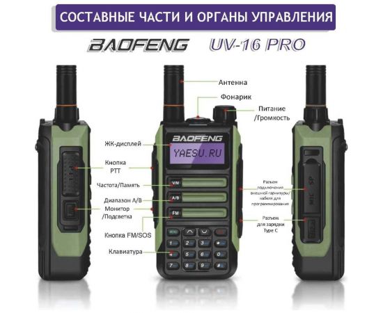 Рация Baofeng UV-16 PRO зеленый 1800 мАч 00029153 – изображение 11