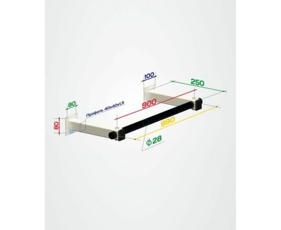 Настенный разборный турник Basefit Slim 2 d=28 мм, ширина 100 см, вынос 25 см УТ-00018785 – изображение 2