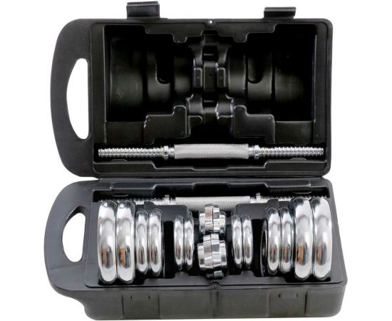 Разборные гантели Basefit DB-501 10 кг, хромированный чугун/хромированная сталь, 2 шт, в чемодане УТ-00019796 – изображение 3