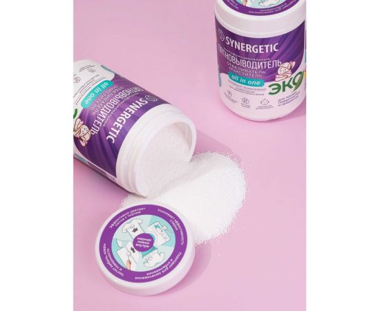 Кислородный многофункциональный отбеливатель-пятновыводитель для тканей и поверхностей SYNERGETIC 900 г 121103 – изображение 4