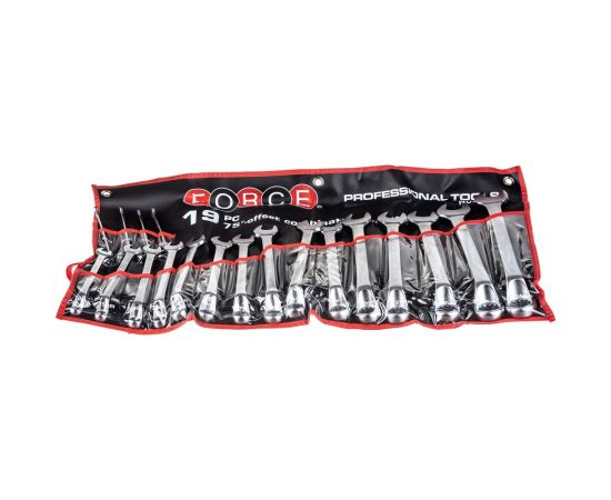 Набор комбинированных ключей 19 предметов 75 градусов от 6 мм до 24 мм FORCE 5192 