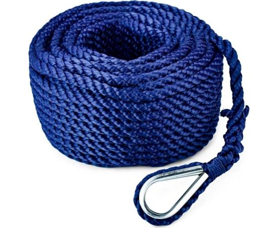 Якорный трехпрядный трос Skipper конец, 12 мм х 30 м, нейлон SK-TAN3ST1230BL 