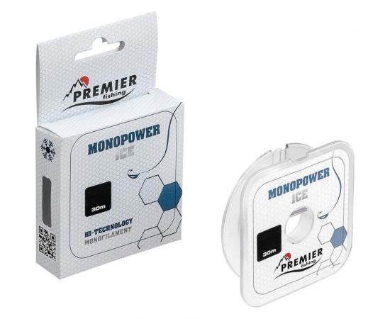 Леска Premier fishing MONOPOWER ICE PR-MI-T-014-30, 0.14мм/30м, прозрачный нейлон 280971 