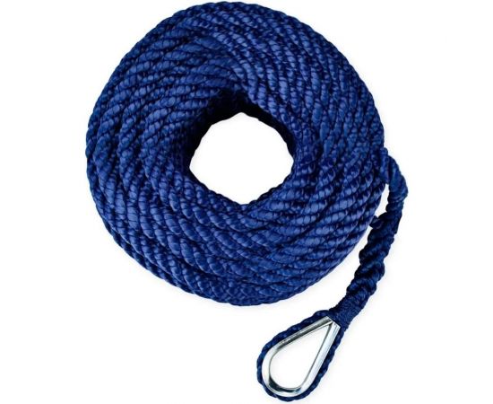 Якорный трехпрядный трос Skipper конец, 12 мм х 30 м, нейлон SK-TAN3ST1230BL – изображение 2