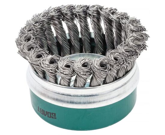 Щетка чашка усиленная косичка 100 мм, M14 для УШМ ВОЛАТ 81040-100 – изображение 2