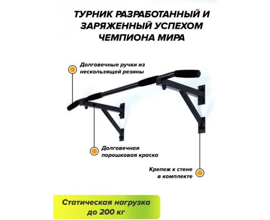 Настенный турник Absolute Champion Aktiv черный АЧ 8538 – изображение 2