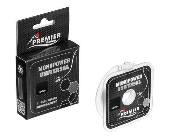 Леска Preмier fishing мonopower universal 0.10мм/100м, clear nylon pr-мu-t-010-100 00000281007 – изображение 3