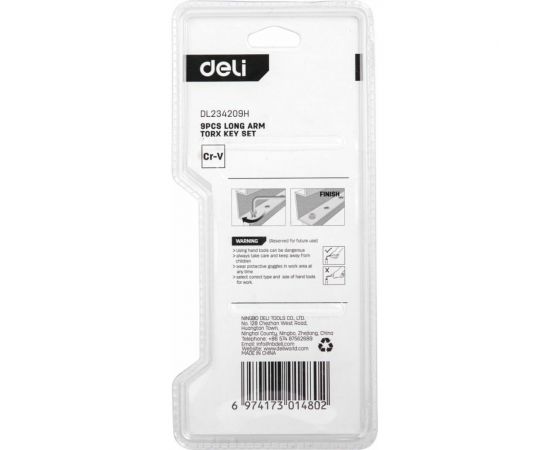 Набор шестигранных удлиненных ключей DELI torx dl234209h материал Cr-V, 9 шт. 104515 – изображение 5