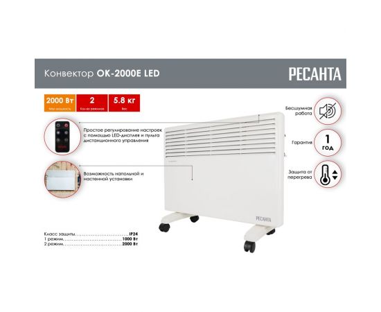 Конвектор Ресанта ОК-2000Е LED 67/4/14 – изображение 13