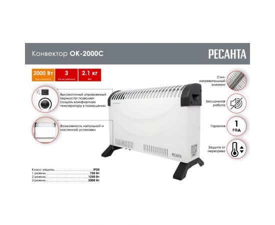Конвектор напольный Ресанта ОК-2000С 67/4/8 – изображение 14