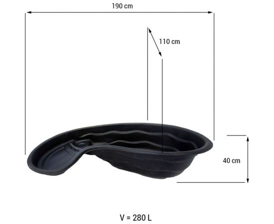Пластиковый пруд Ваш любимый пруд 180x100x38 см, 280 л PS 280 – изображение 2