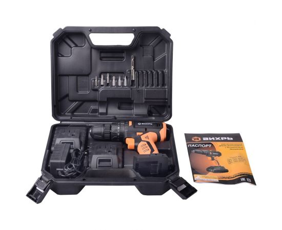 Аккумуляторная дрель-шуруповерт Вихрь ДА-18Л-2КУ/Б 72/14/23 – изображение 3