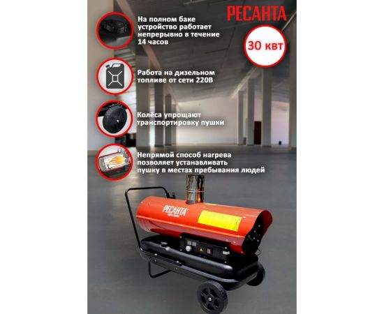 Дизельная тепловая пушка Ресанта ТДПН-30000 67/1/12 – изображение 7