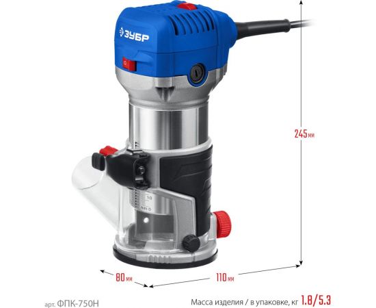 Кромочный фрезер ЗУБР Профессионал 750 вт, 3 основания, сумка ФПК-750Н – изображение 11