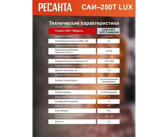 Сварочный инверторный аппарат Ресанта САИ-250Т LUX 65/72 – изображение 13