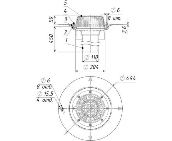 Кровельная воронка Татполимер ТП-01.У.100/4 29619 – изображение 5
