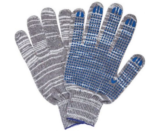Трикотажные перчатки КОРДЛЕНД хлопок, 4-х нитка, серые, 10-й класс, M, 38-40 гр, ПВХ точка PER-00029 